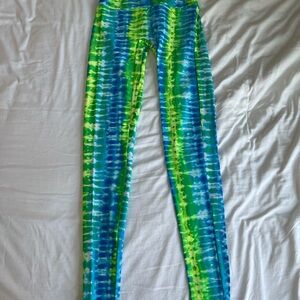 K-DEER Blue and Green Tie-Dye Yoga Leggings